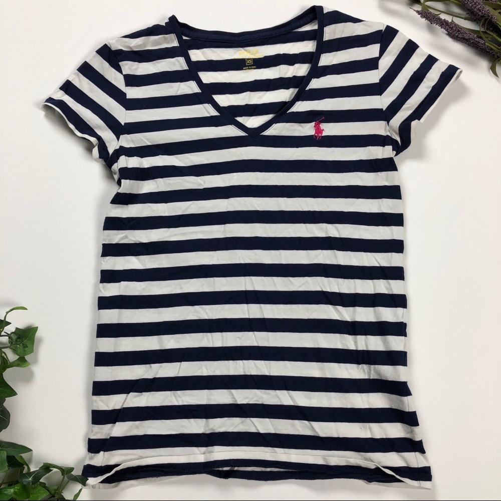 Polo Blue & White Striped T-Shirt.  Size XS